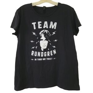Todd Rundgren Team Rundgren Graphic Tee "In Todd We Trust" Black Women's Large